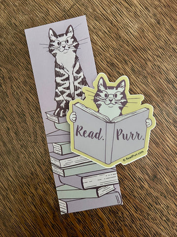 Read+Purr bookmarks & sticker